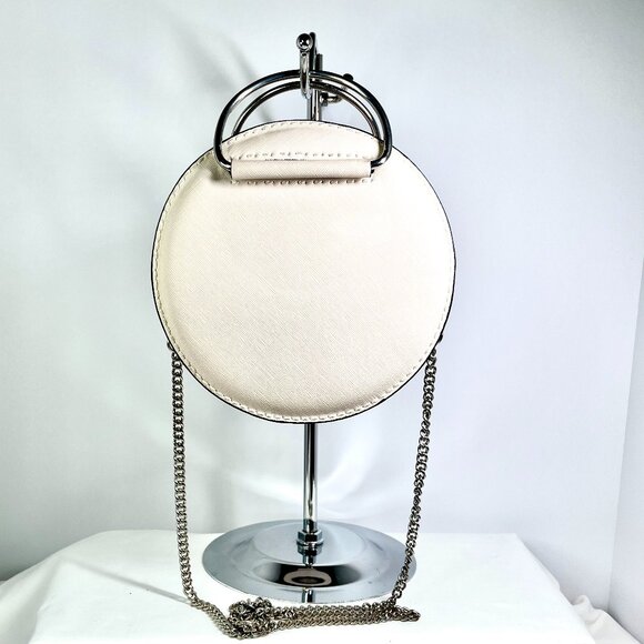 Zara Small Round Beige Handbag Metallic Handle, Chain Strap, Sculptural Mini bag - Picture 2 of 16